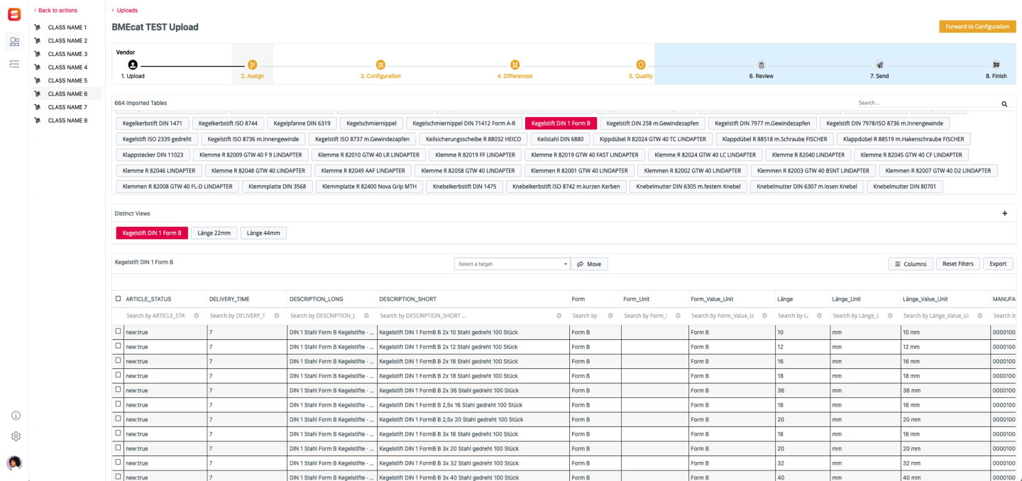 Das Bild zeigt die hochgeladenen Produktdaten eines Lieferanten in DATAROCKET Shuttle